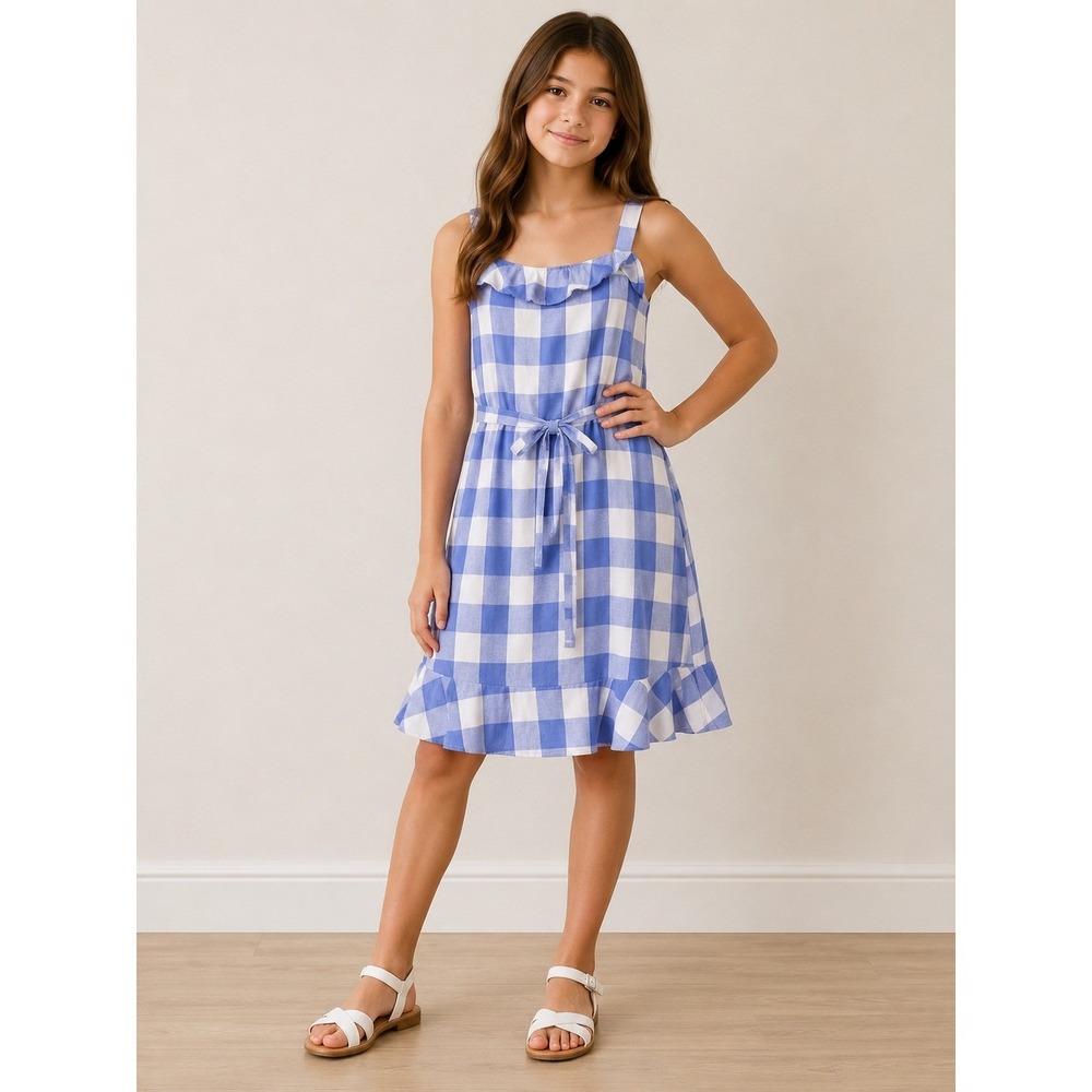 Coastal Old Money Girls dress Pippa & Julie Girls gingham Ruffle NWT 10